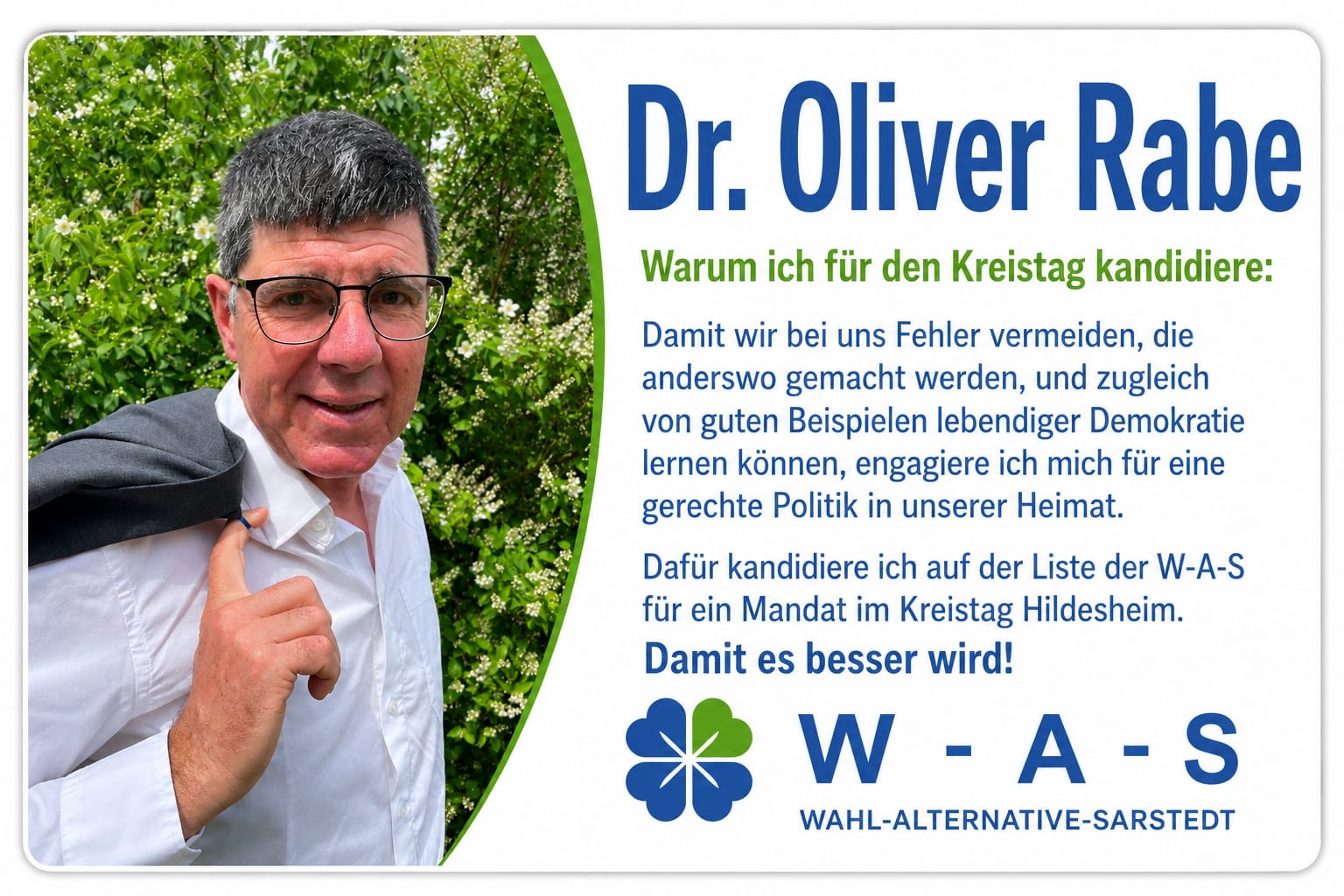 Dr. Oliver Rabe – Kandidat der W-A-S für den Kreistag Hildesheim