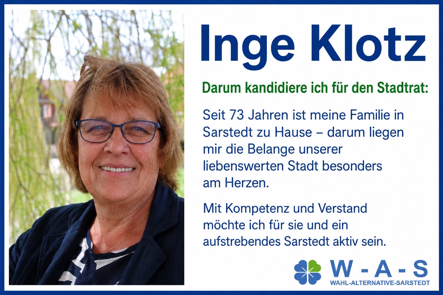 Inge Klotz – Kandidatin der W-A-S für den Stadtrat