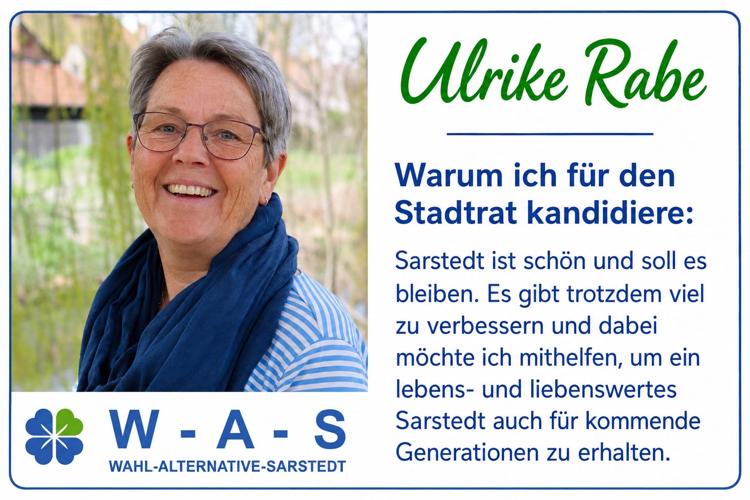 Ulrike Rabe – Kandidatin der W-A-S für den Stadtrat